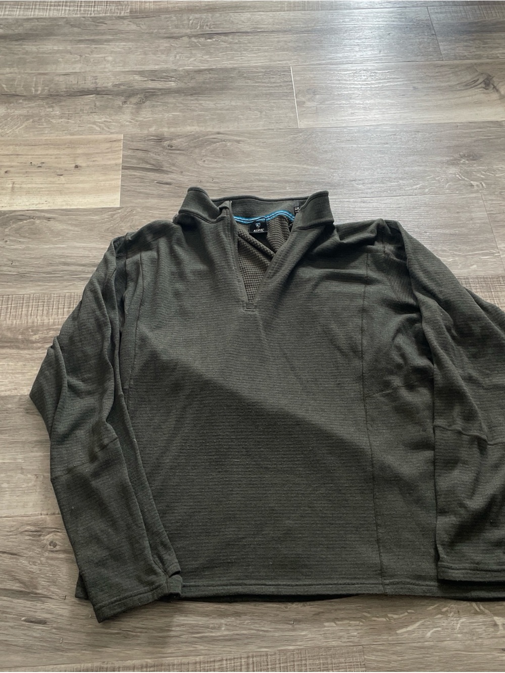 Kuhl Men's Dark Olive Quarter-Zip Pullover Sweater (zipper detached)